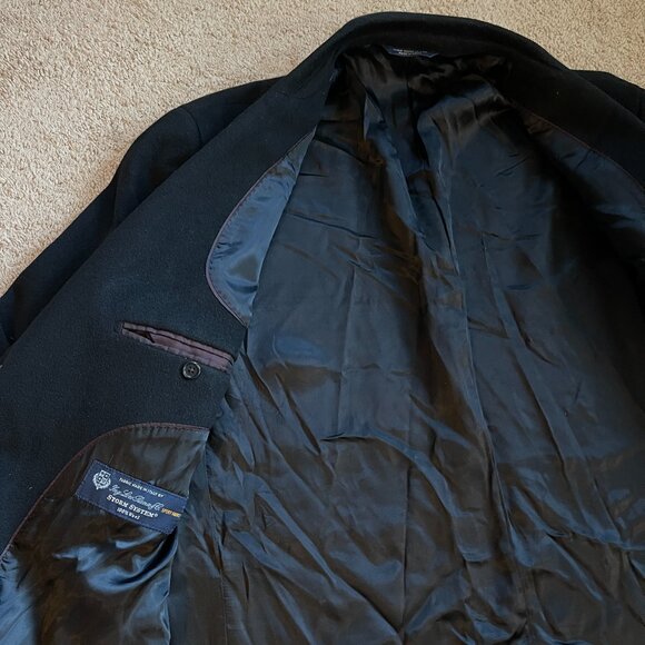 Brooks Brothers Loro Piana Overcoat Mens 48R 100% Lambswool Black Storm System - Picture 4 of 6